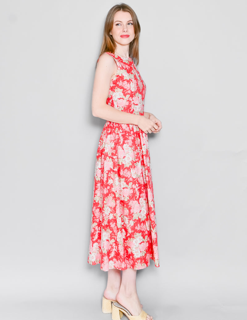 VINTAGE Laura Ashley Red Floral Midi-Maxi Dress (US 8)