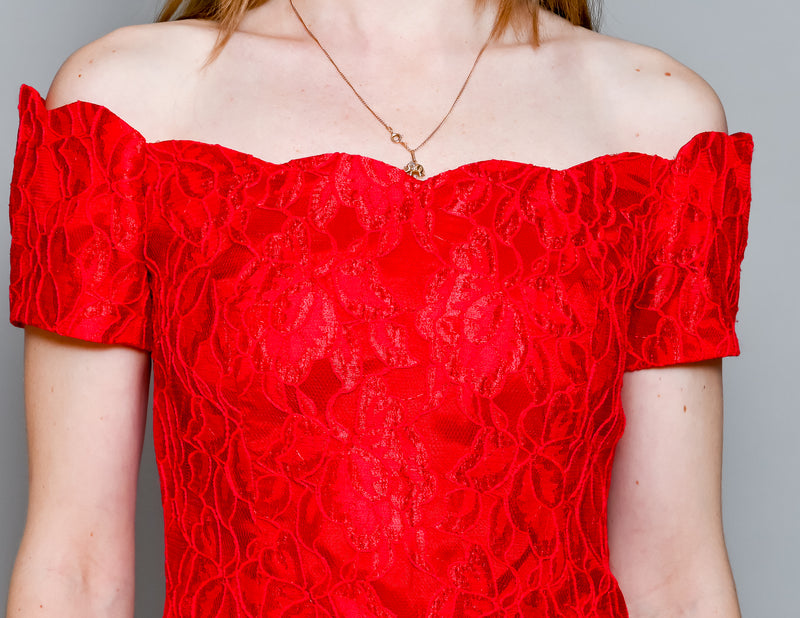Vintage red on sale lace dress
