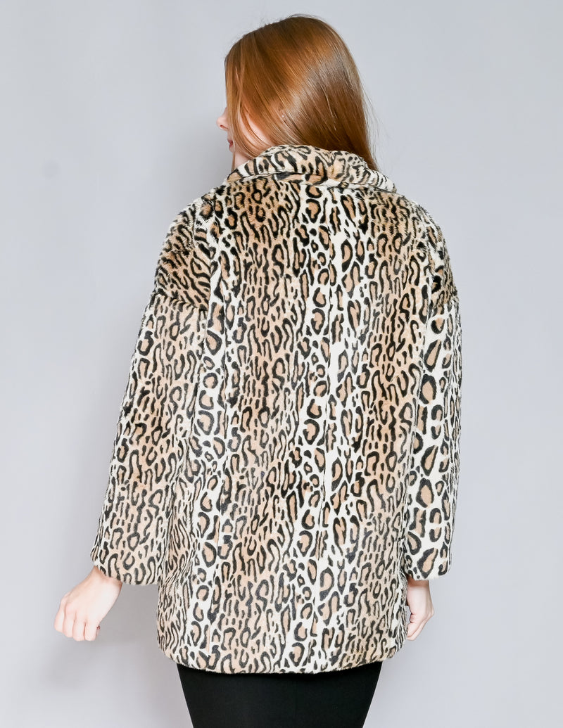 THE KOOPLES Leopard Print Faux Fur Jacket (S)