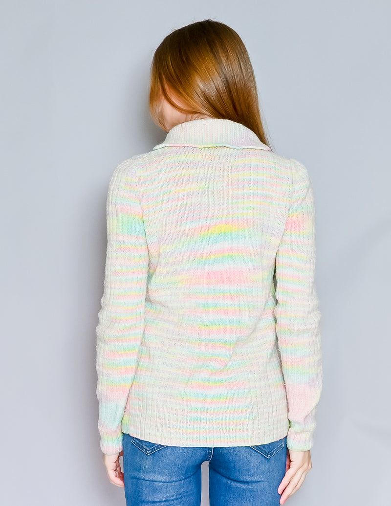 VINTAGE Pastel Knit Button-Front Cardigan (M)