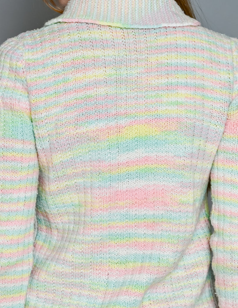 VINTAGE Pastel Knit Button-Front Cardigan (M)