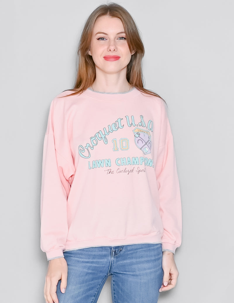 VINTAGE Pink Croquet USA Hang Ten Sweatshirt (S/M/L)