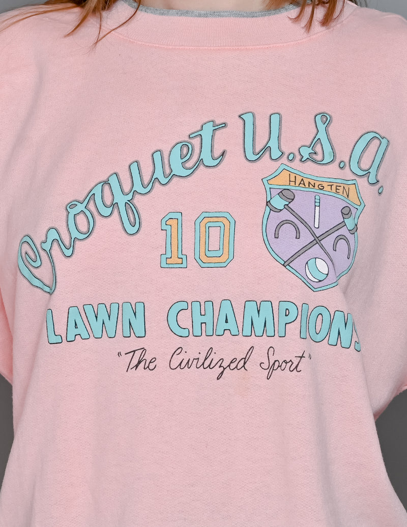 VINTAGE Pink Croquet USA Hang Ten Sweatshirt (S/M/L)