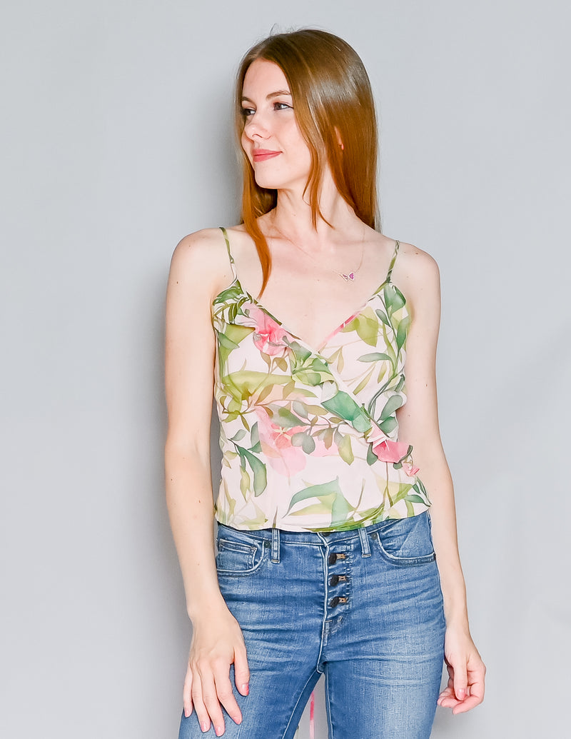 ANN TAYLOR Pink Silk Floral Print Wrap Top (2)