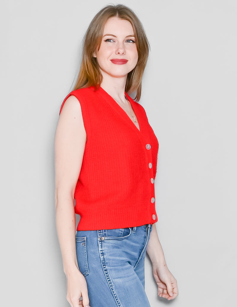 VINTAGE Brunny Red Knit Sweater Vest (XS-L)