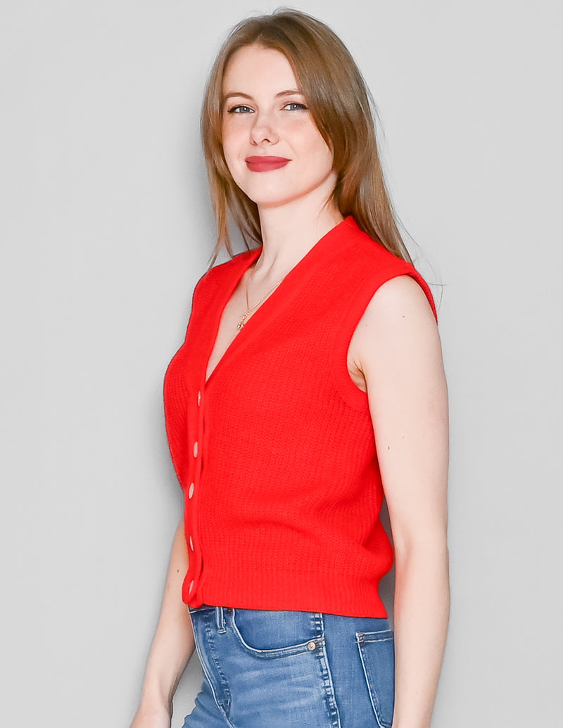 VINTAGE Brunny Red Knit Sweater Vest (XS-L)