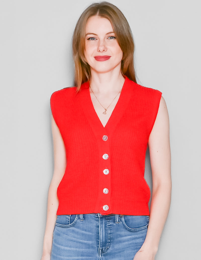 VINTAGE Brunny Red Knit Sweater Vest (XS-L)
