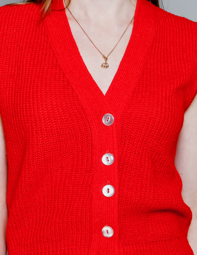 VINTAGE Brunny Red Knit Sweater Vest (XS-L)