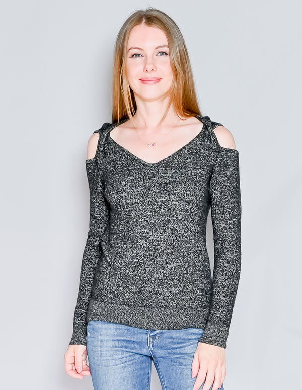 ALL SAINTS Neri Twist Cold Shoulder Merino Sweater (S)