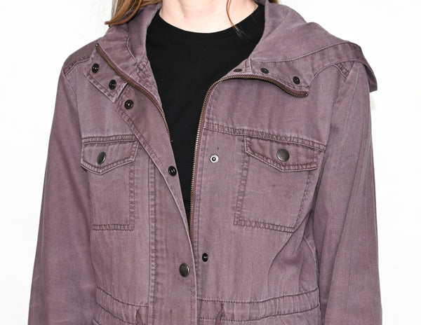 BP. Purple Cotton Hooded Field Jacket