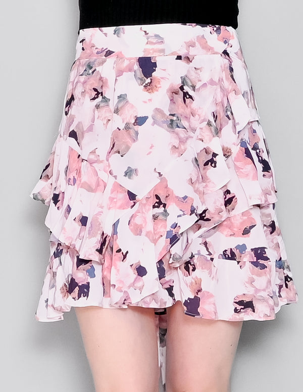 IRO Floral Light Pink Daring Wrap Mini Skirt (36/S)