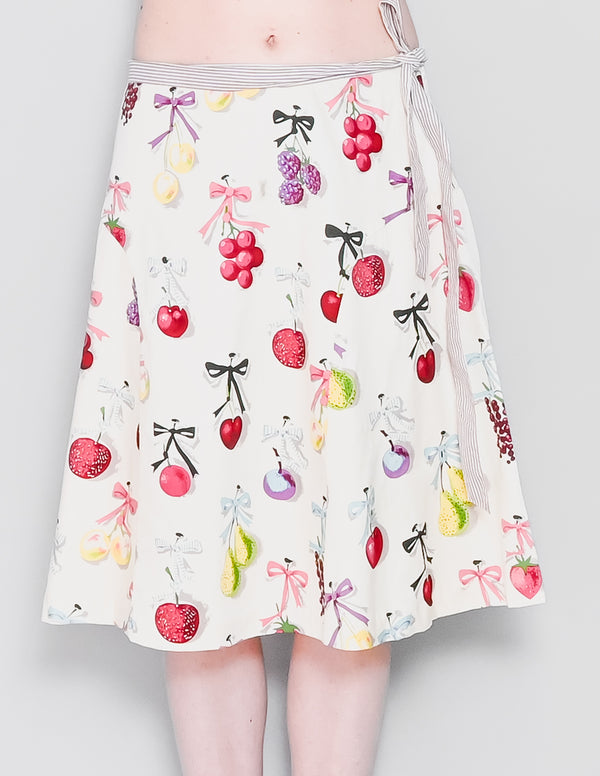 ANTHROPOLOGIE Elevenses Fruit Print A-Line Skirt (8)