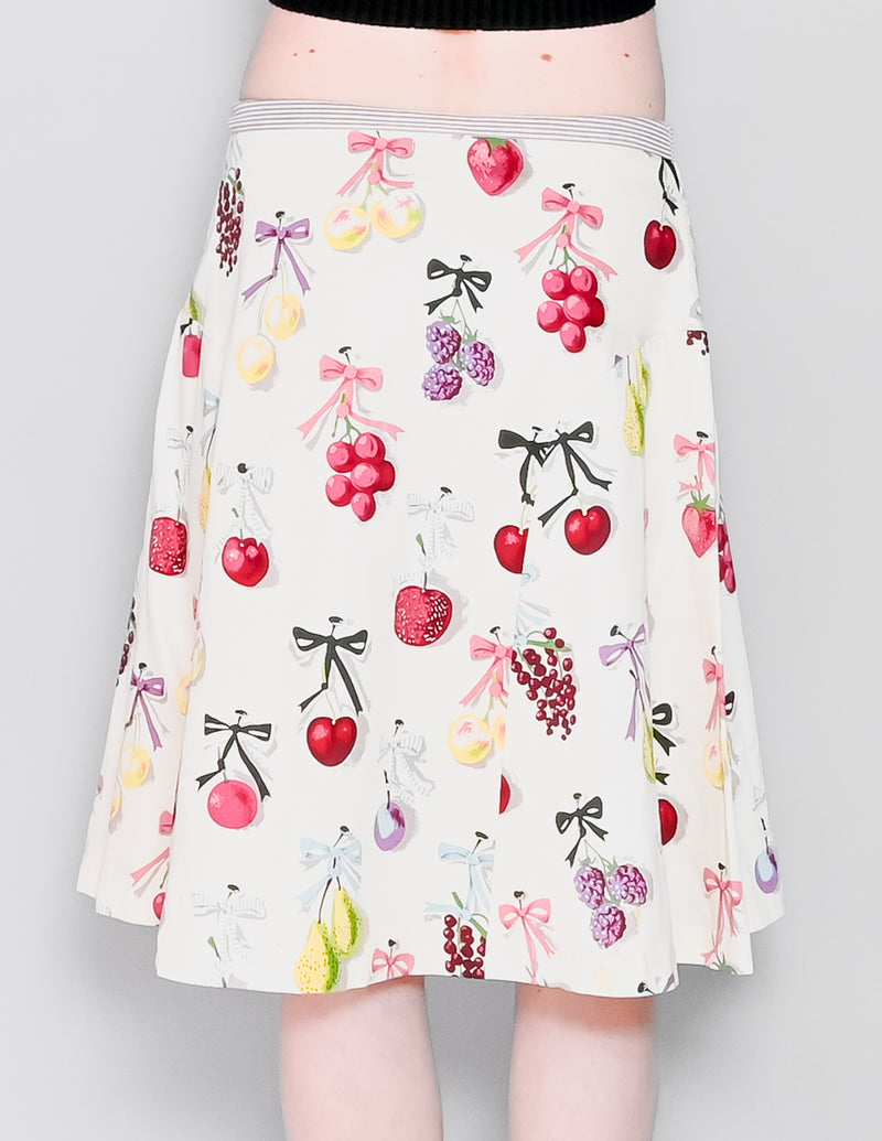 ANTHROPOLOGIE Elevenses Fruit Print A-Line Skirt (8)