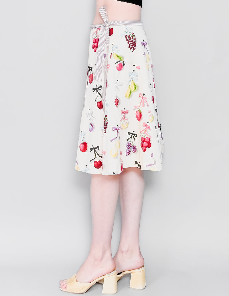 ANTHROPOLOGIE Elevenses Fruit Print A-Line Skirt (8)