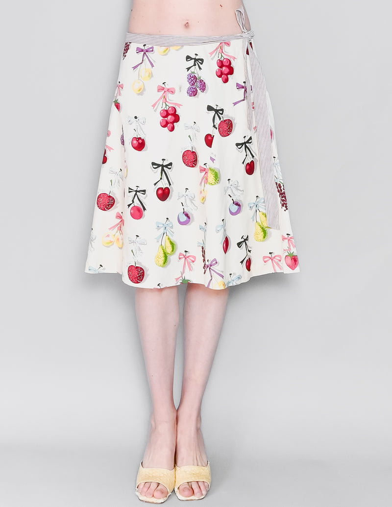 ANTHROPOLOGIE Elevenses Fruit Print A-Line Skirt (8)