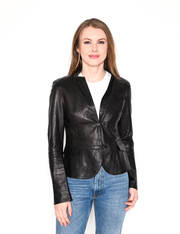 AKRIS Black Lamb Nappa Leather Jacket