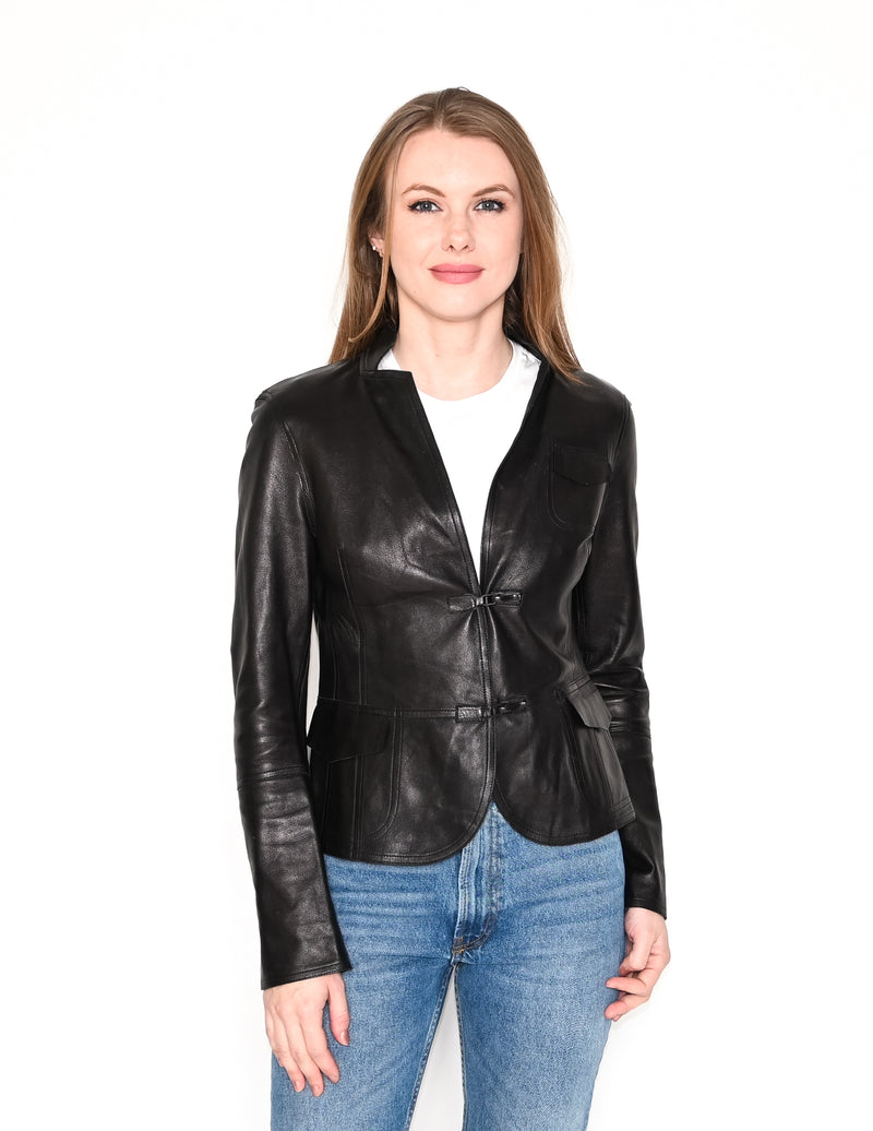 AKRIS Black Lamb Nappa Leather Jacket