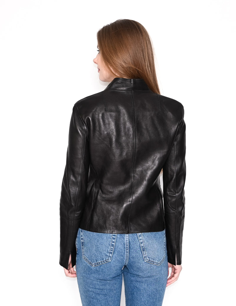AKRIS Black Lamb Nappa Leather Jacket