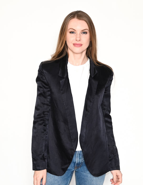 THEYSKENS THEORY Dark Blue Satin Blazer