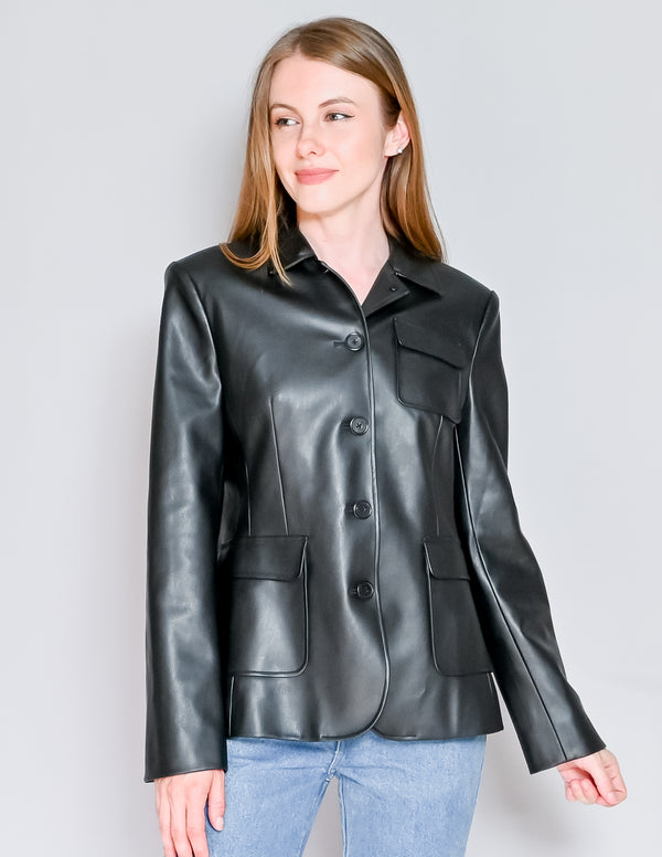 DANZ NY Tailored Vegan Leather Blazer Jacket (FR 38/ M)