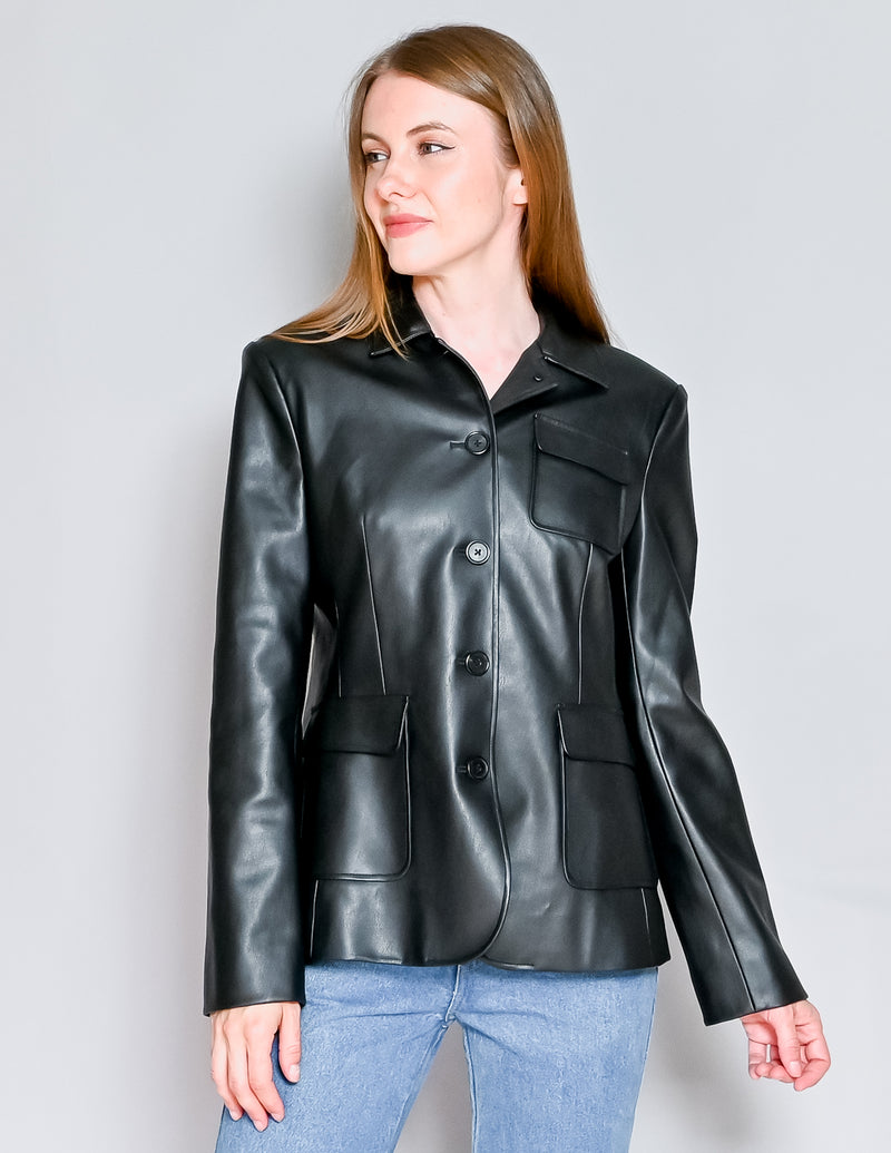 DANZ NY Tailored Vegan Leather Blazer Jacket (FR 38/ M)