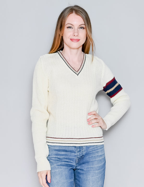 VINTAGE Kennington LTD Ivory Knit V-neck Sweater NWT