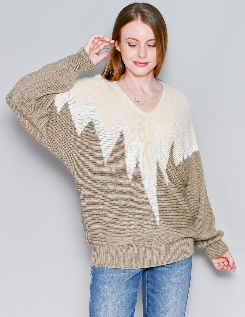 VINTAGE Jennifer Moore Pearl Embellished Pullover Sweater (XL)