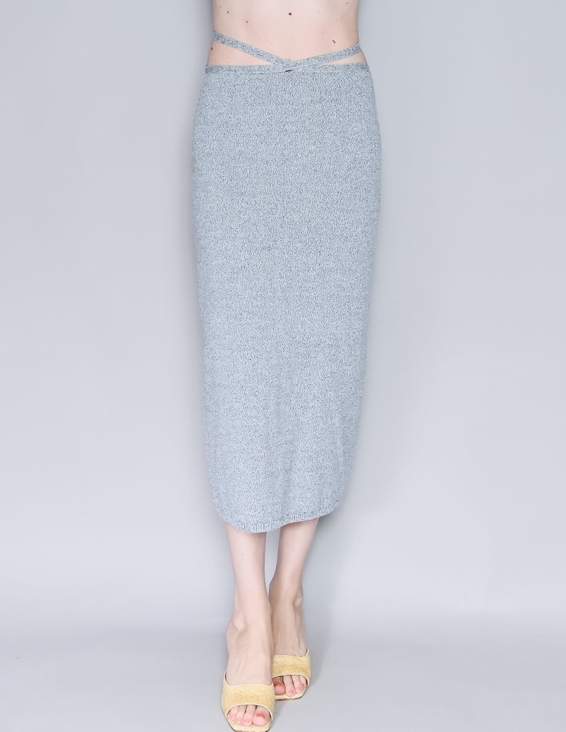 ROHE FRAMES Knit Miro Skirt in Navy Melange (FR 34/ US 2)