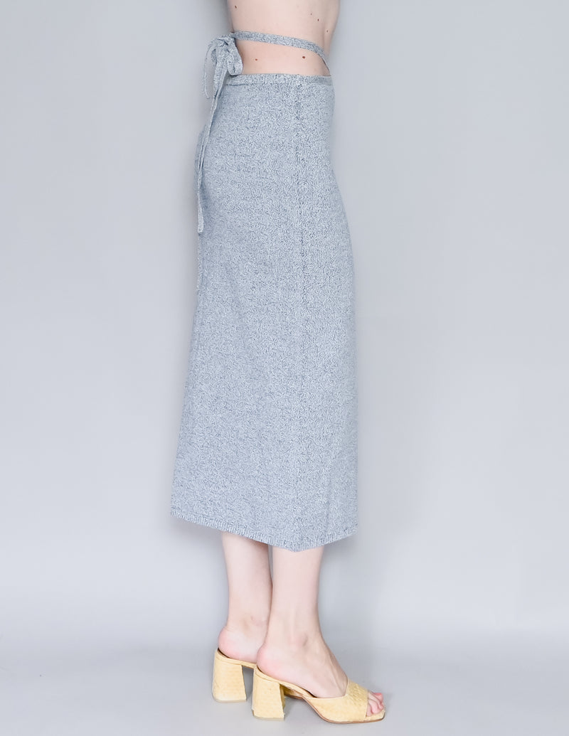 ROHE FRAMES Knit Miro Skirt in Navy Melange (FR 34/ US 2)