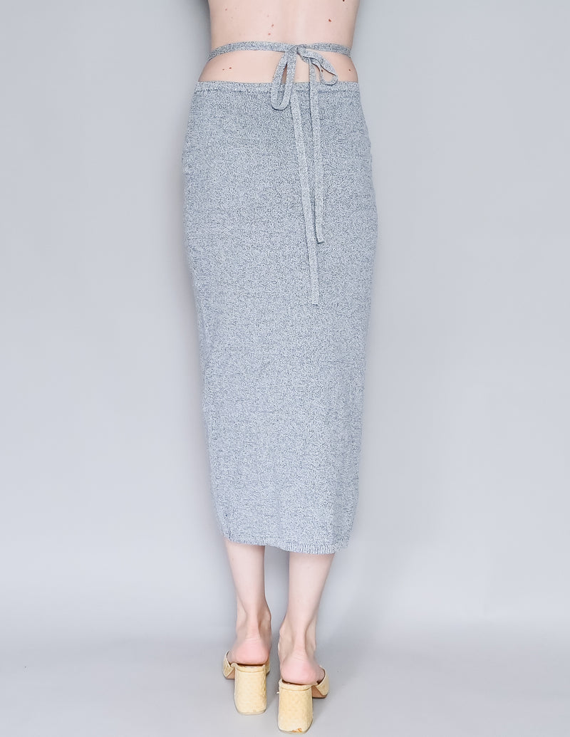 ROHE FRAMES Knit Miro Skirt in Navy Melange (FR 34/ US 2)