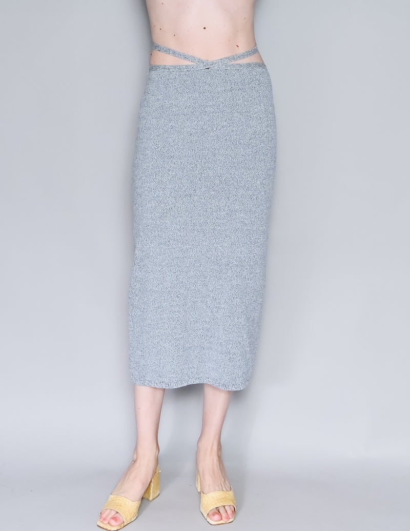 ROHE FRAMES Knit Miro Skirt in Navy Melange (FR 34/ US 2)