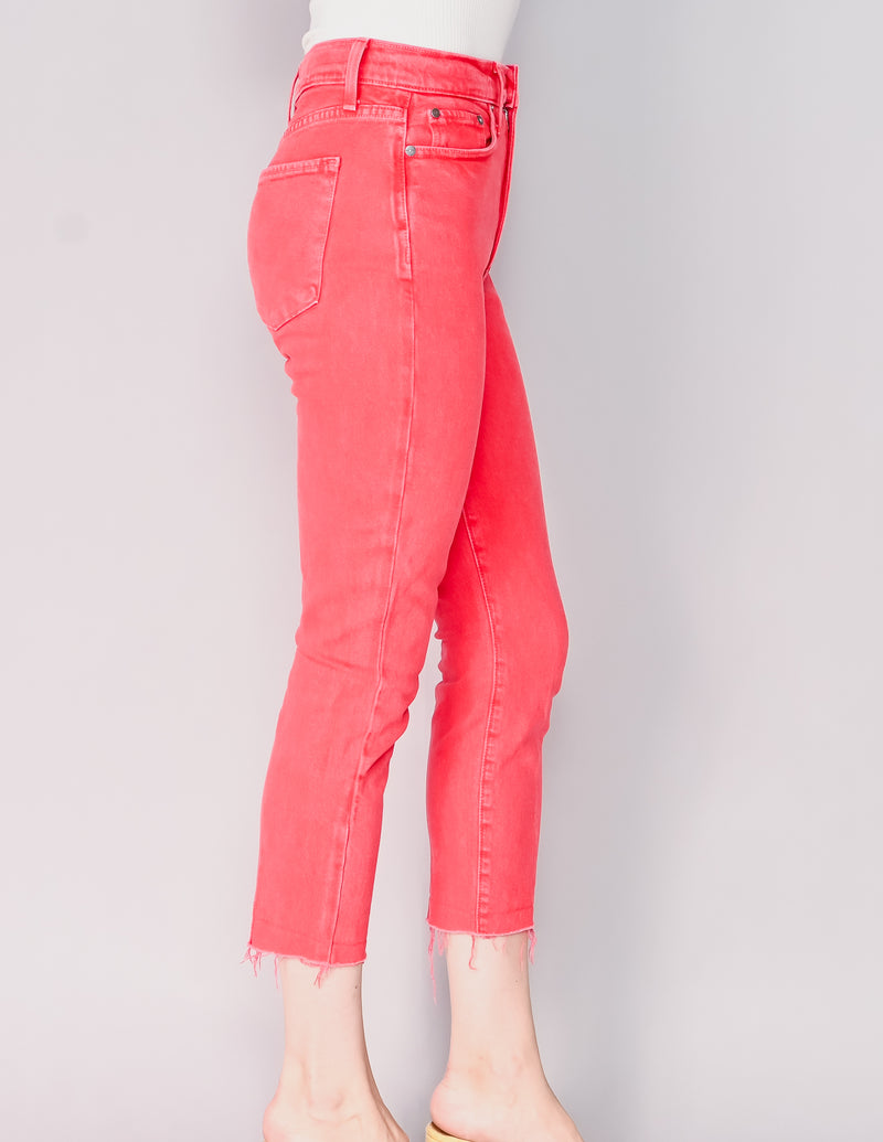 AO.LA Red Orange High-Rise Skinny Crop Jeans (28)