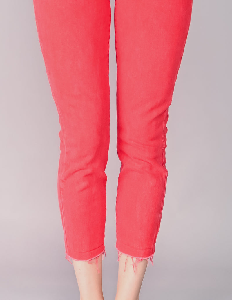 AO.LA Red Orange High-Rise Skinny Crop Jeans (28)