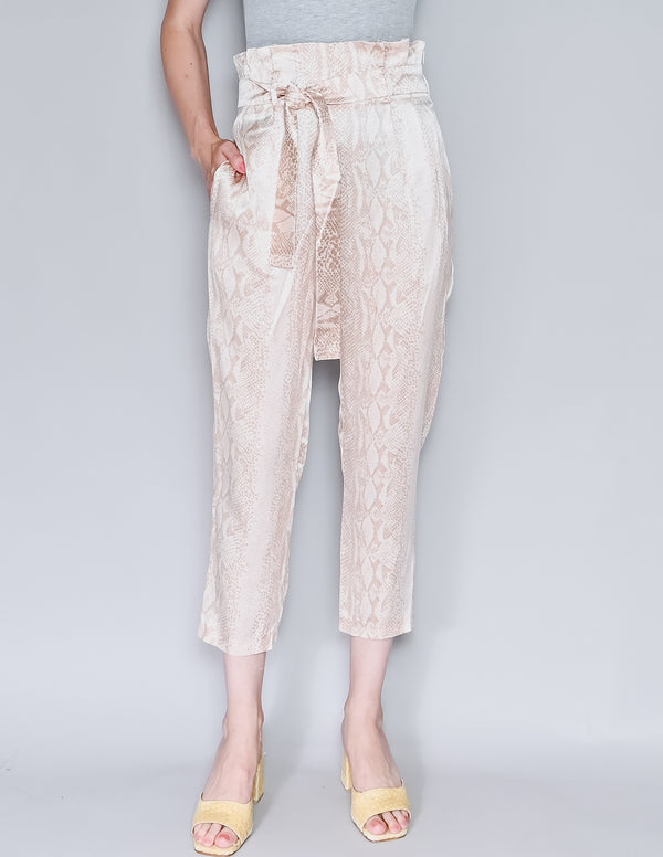 AMANDA UPRICHARD Snakeskin Print Satin Tessi Pants (S)