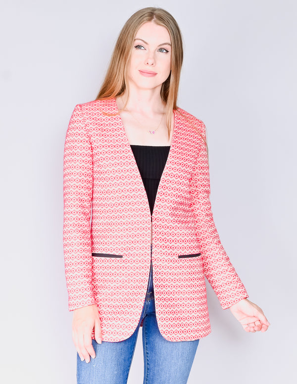 SCOTCH & SODA Pink Ikat Embroidered Blazer (XS)