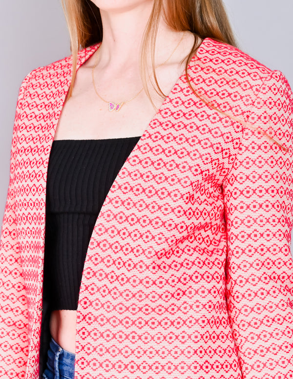 SCOTCH & SODA Pink Ikat Embroidered Blazer (XS)