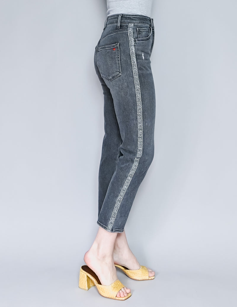 SUNDRY Leopard-Trimmed High-Rise Straight Jeans (25)