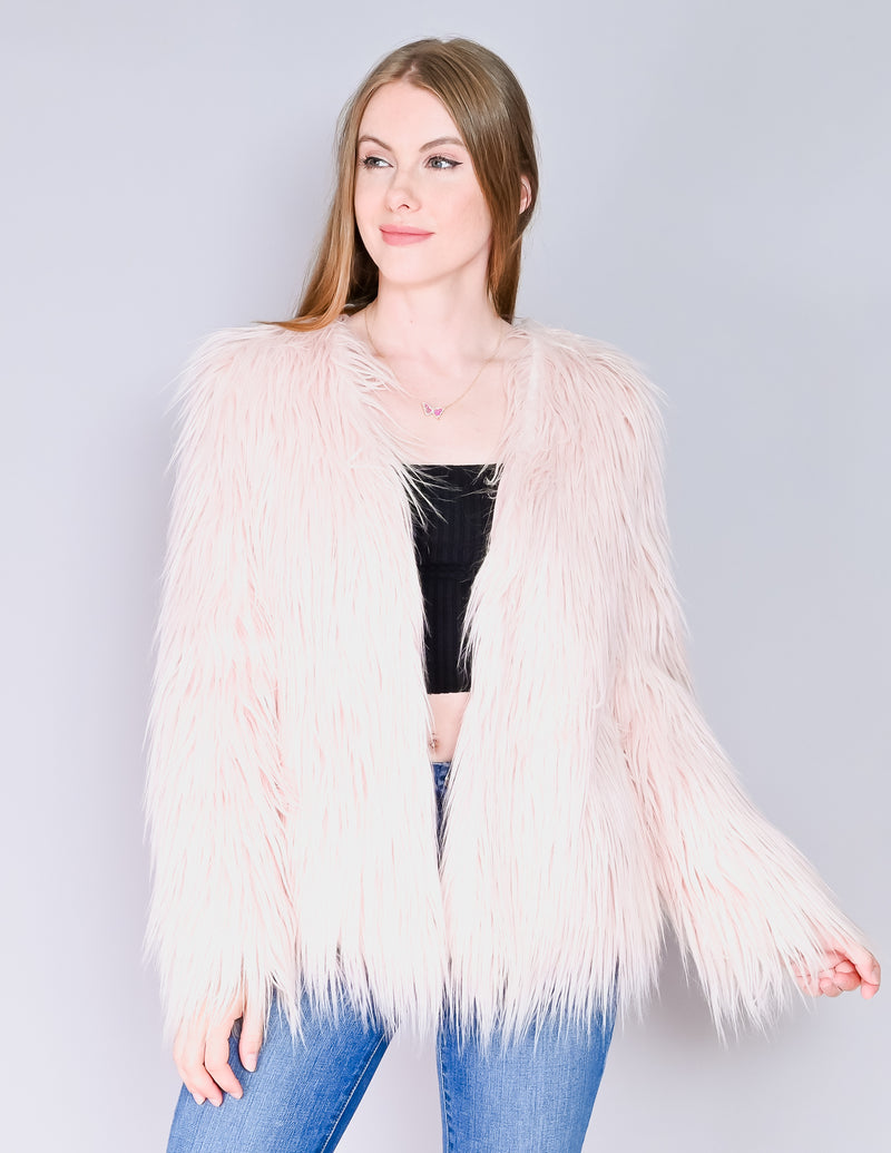 LADAKH x UO Shaggy Faux Fur Margot Pink Jacket (S)