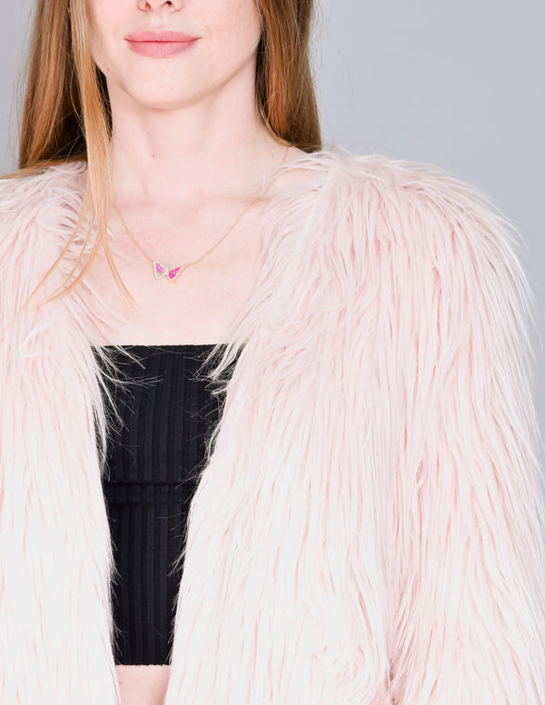 LADAKH x UO Shaggy Faux Fur Margot Pink Jacket (S)