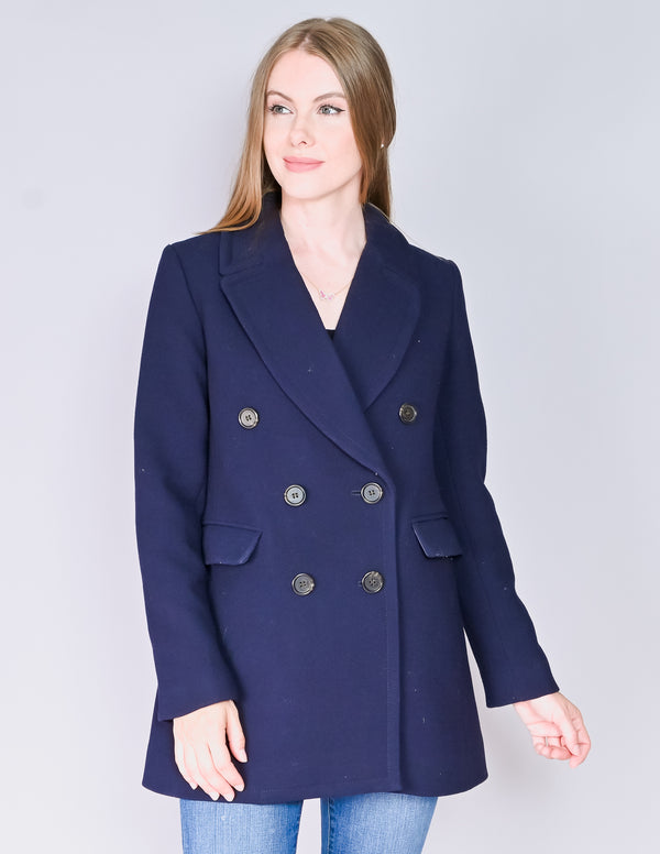 J. CREW Double-Cloth Wool-Blend Navy Blue Coat (6)