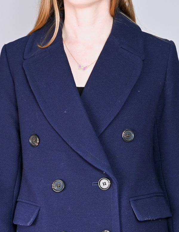 J. CREW Double-Cloth Wool-Blend Navy Blue Coat (6)