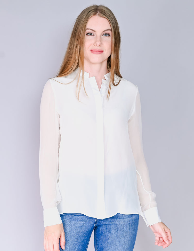 EMERSON THORPE White Silk Button-Down Blouse NWT (S)