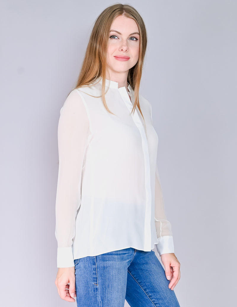 EMERSON THORPE White Silk Button-Down Blouse NWT (S)