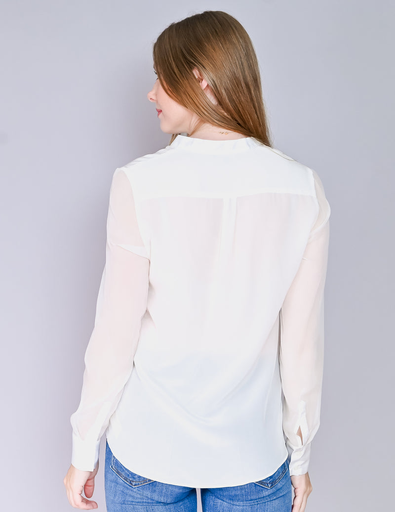 EMERSON THORPE White Silk Button-Down Blouse NWT (S)