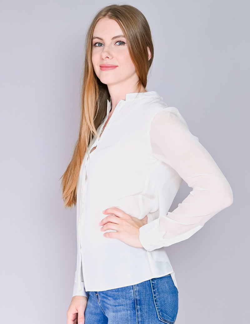 EMERSON THORPE White Silk Button-Down Blouse NWT (S)