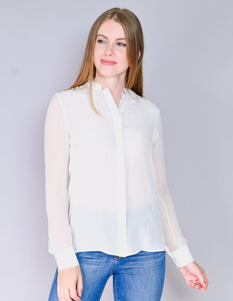 EMERSON THORPE White Silk Button-Down Blouse NWT (S)