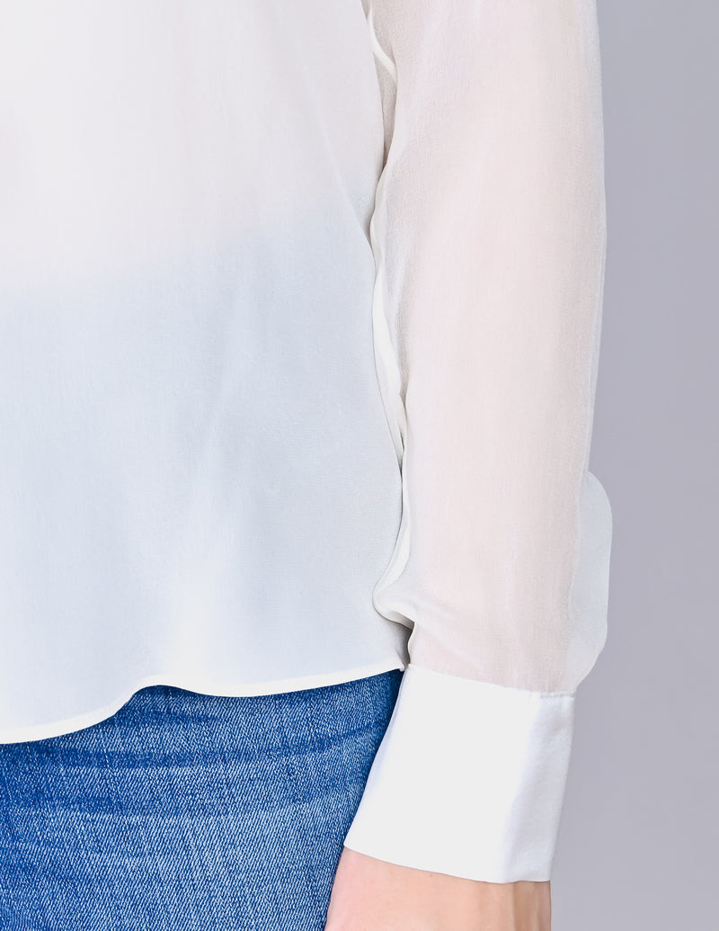 EMERSON THORPE White Silk Button-Down Blouse NWT (S)