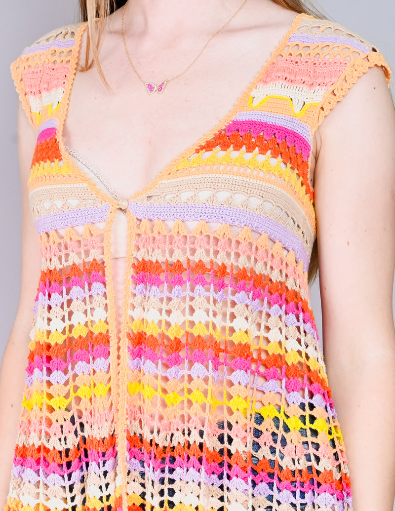 FREE PEOPLE Multicolor Crochet Tunic (XS)