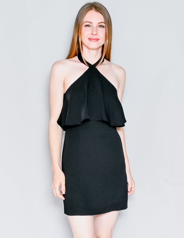 AMANDA UPRICHARD Black Piazza Halter Mini Dress (S)