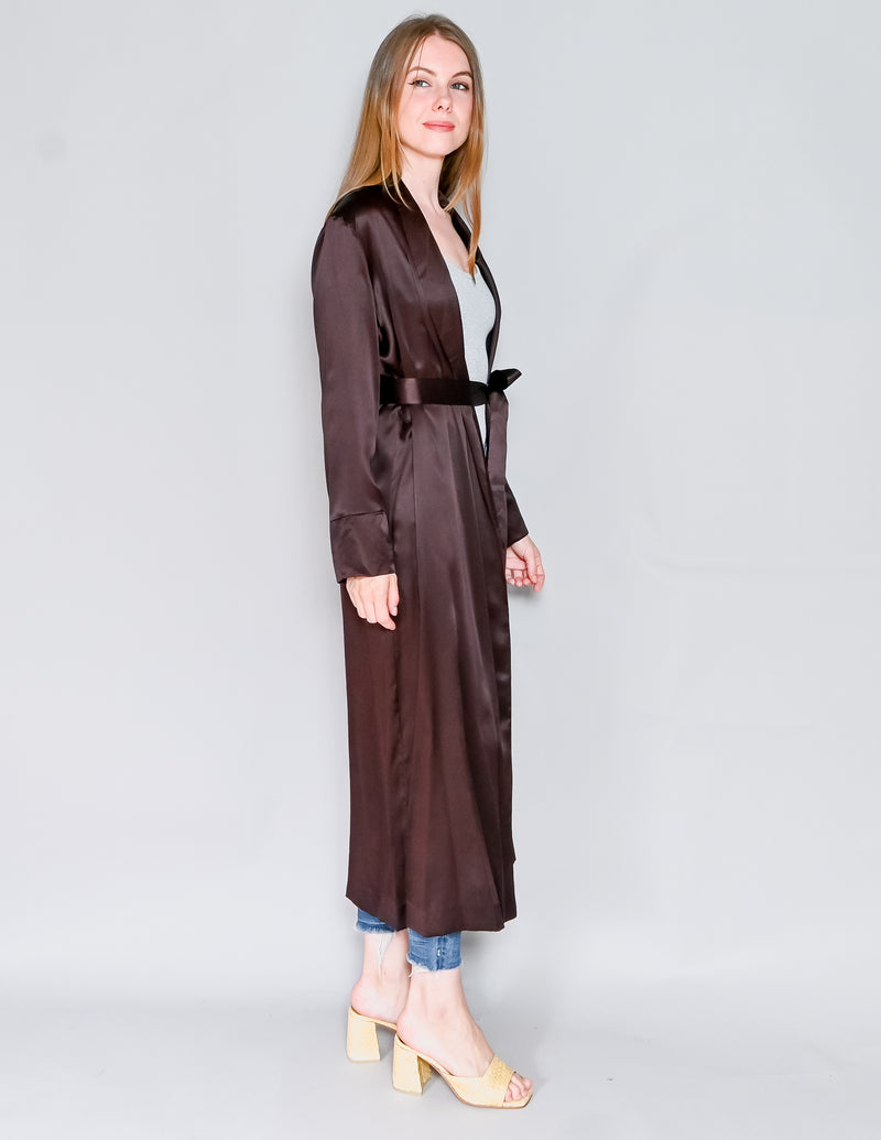 AMANDA UPRICHARD Pascal Silk Duster in Cocoa (S)